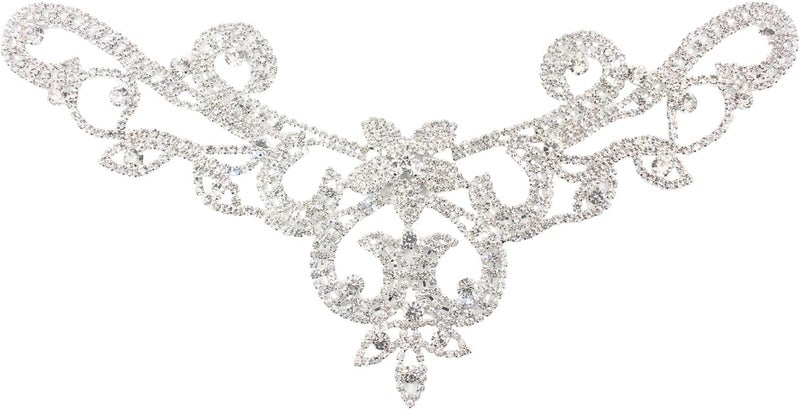 Rhinestone Applique Crystal Applique for Hand Sewing Craft Projects DIY Wedding Clothes Shoes Hats Bags (YL003-silver)